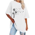 thumbnail image 1 of Hooded & Blouse Aqestyerly Hauts pour Femmes en Liquidation, T-Shirt Décontracté à Col Rond Imprimé pour Femme, Haut Ample à Manches Courtes, Blouse, 1 of 3