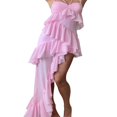 thumbnail image 3 of Women‘s Fairy Spaghetti Strap Sling Long Dress Sleeveless Backless Irregular Ruffle Hem Dress, 3 of 7