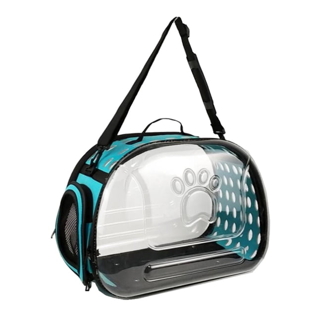 Esquirla Collapsible Soft Sided Pet Carriers Clear for Puppy Small Medium Dogs Hiking Blue S