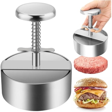 Presse à Burgers, Presse à Galettes de Hamburger en Acier Inoxydable, avec Bouton à Ressort, Moule à Burgers pour Galettes de Bœuf et Sushi