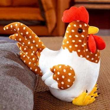 UsRHHA Jouet en Peluche Poulet Coq Multicolore, Peluche Douce Personnage d'Anime pour Oreiller de Sieste Câlin pour Enfants, Peluche d'Animal Kawaii