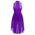 thumbnail image 4 of Robe de Danse Latine Ballet pour Filles Sans Manches avec Strass Dos Creux Combinaison Décontractée Violette 12, 4 of 7