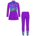 thumbnail image 2 of Sxiwei Kids Swim Dress with Pants Legging Set for Pool Beach Surfing Bathing Suit Rashguard UPF 50+ Purple 10, 2 of 6