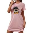 thumbnail image 1 of Birdeem Chemises de Nuit pour Femmes Chemise de Nuit Courte Surdimensionnée pour Femmes Mode Imprimé sur la Poitrine Robe de Nuit à Manches Courtes, 1 of 12