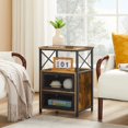 thumbnail image 2 of VECELO Nightstand with 2-Drawer and Open Storage Shelf, Sofa Side End Table for Living Room Bedroom, Brown, 2 of 6