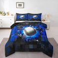 thumbnail image 1 of Erosebridal Baseball Comforter Sets King Size,Gradient Geometric Comforters & Duvets,Blue Black,Reversible, 1 of 7