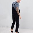 thumbnail image 4 of Penkiiy Men's Denim Bib Overalls Fashion Ripped Jeans Slim Jumpsuit with Pockets S Black, 4 of 9