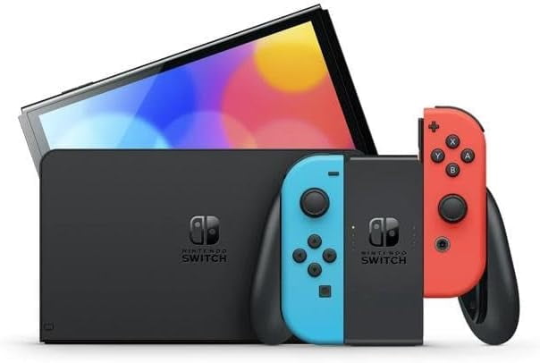 Nintendo Switch Console - OLED Model with Neon Blue and Red Joy