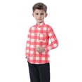 thumbnail image 4 of vdgthytj Toddler Boys Girls Plaid Button down Shirts Kids Collared Long Sleeve Uniform Dress Shirt Tops Spring Fall Clothes, 4 of 7