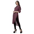 thumbnail image 4 of Moomaya Kurta Tunique à Ourlet Droit Imprimée pour Femmes, Kurti à Col Mandarin, Tenue d'Été, 4 of 6