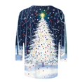 thumbnail image 5 of Lcziwo T-Shirts pour Femmes Manches 3/4 Col Rond Hauts de Noël des Fêtes Drôles à Paillettes Imprimé Arbre Blouses Amples 2025 Mode d'Automne T-Shirts Décontractés Multicolore,TTTG, 5 of 5