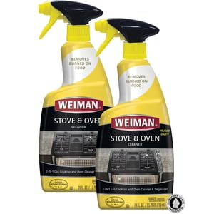 Weiman Nettoyant et dégraissant pour poêles et fours pour verre, plaques de cuisson en céramique, BBQ Graisses de grillades - 2 Faites votre valise, 24 Oz avec serviette en fibre de microfibre