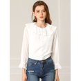 thumbnail image 3 of INSPIRE CHIC Women's Ruffle Neck Polka Dots Sheer Chiffon Blouse, 3 of 4