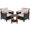 thumbnail image 1 of Giantex 3 Pieces Patio Furniture Set, Outdoor Rattan Sofa and Side Table w/Solid Acacia Wood Frame, High Load Bearing Conversation Bistro Set w/Washable and Removable Cushions, 1 of 10