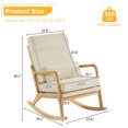 thumbnail image 3 of Ktaxon Mid Century Rocking Nursery Chair Solid Wood Frame Accent Chair, Line fabric Upholstered Glider Rocker Modern Padded Armchair with Lumbar Pillow Beige, 3 of 12