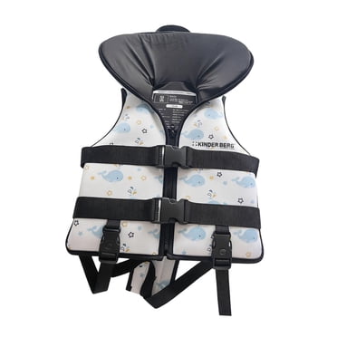 jinwen Kids Swim Vest Adjustable Straps Float Jacket for Beach Boating Water Sports Blue Ocean