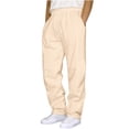 thumbnail image 3 of LIBRCLO Sweatpants Men Baggy Joggers Straight Leg Sweat Pants Mens Sweatpants Open Bottom, Beige 3XL, 3 of 5