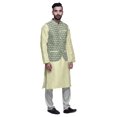 thumbnail image 2 of Atasi Kurta Solid Churidar Pajama & Printed Nehru Jacket Set For Mens Party Wear, 2 of 3
