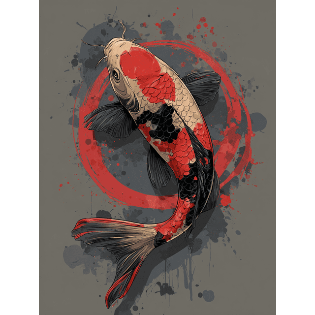 Japanese Koi Fish Canvas Print, for Living Room, Office, Dining Room, Study Room Decor