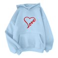 thumbnail image 4 of WZXFASHION Women's Solid Color Long Sleeved Love Printed Hooded Sweater Clearance lightweight pullover sweater, 4 of 4