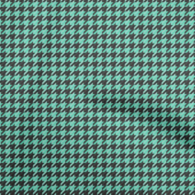 oneOone Cotton Poplin Twill Turquoise Green Fabric Houndstooth Sewing Craft Projects Fabric Prints By Yard 56 Inch Wide