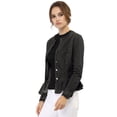 thumbnail image 4 of INSPIRE CHIC Veste en Denim à Basque pour Femme, Col Rond, Sans Col, Boutonnée, 4 of 6
