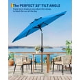 thumbnail image 4 of Parasol de Patio Extérieur – Parasol Pare-Soleil Imperméable de 9 Pi – 8 Baleines, Manivelle et Inclinaison – Parasol de Marché pour Jardin, Terrasse, Piscine et Cour – Bleu Azur, 4 of 6