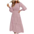 thumbnail image 1 of Pisexur Robe à Manches Longues à Col en V Femme Hiver Mode Manches Longues Col Rond Robe Longue Unie Caractéristiques Robe Femme, 1 of 4