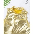 thumbnail image 5 of Oyolan Kids Girls Metallic Sleeveless Turtleneck Crop Tank Tops Ballet Dance Stage Performance Workout Vest Gold 10, 5 of 5