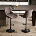 thumbnail image 3 of Hawsaiy Adjustable Bar Stools Set of 2, Swivel Counter Height Bar Chairs with Back, Modern Technical Fabric Barstools for Kitchen Island & Home, Brown, 3 of 11