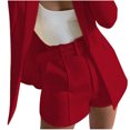 thumbnail image 2 of LOVZFMLL Women's Solid Suit Pant With Pockets Waisted Shorts With Belt Red XXL, 2 of 6