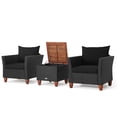 thumbnail image 3 of Gymax 3PCS Patio Rattan Conversation Furniture Set Yard Outdoor w/ Black Cushions, 3 of 7