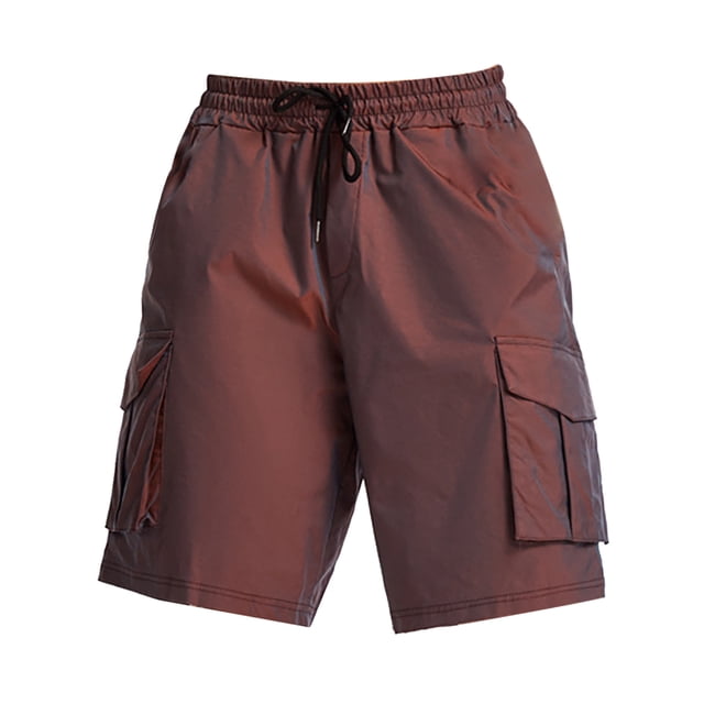 jsaierl Men's Drawstring Cargo Shorts Multi-Pocket Workwear Shorts Loose Fit Jogging Athletic Five-Inch Pants