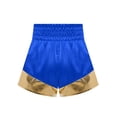 thumbnail image 4 of Xnihocha Unisex Kids Satin Boxing Shorts Metallic Color Block Boxer Kickboxing Muay Thai Training Trunks Royal Blue&Gold 6, 4 of 5