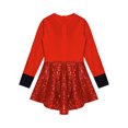 thumbnail image 4 of RUNQHUI Robe de Danse Ballet pour Filles Manches Longues Latin Samba Justaucorps Paillettes Patinage à Roulettes Rouge 10, 4 of 7