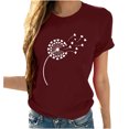 thumbnail image 2 of Meichang T-Shirts Graphiques Tendance pour Femmes Nouveauté Drôle Mignon T-Shirts à Imprimé Pissenlit Décontractés Col Rond Manches Courtes T-Shirts Légers Hauts, 2 of 7
