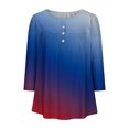 thumbnail image 4 of Pisexur Womens Plus Size Sweatshirt Gradients 3/4 Length Sleeve Tops Fall V-Neck Blouses Spring Ruffle Sleeve Tunic T-Shirts Dressy Casual, 4 of 4