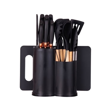HEESEM 19pcs Silicone Kitchen Utensil Set, Heat-Resistant Non-Stick Easy Cooking Cleaning Home Black