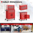 thumbnail image 3 of Gymax 2 in 1 Rolling Cabinet Storage Organizer Chest Box Garage 6 Drawer Toolbox Red, 3 of 10