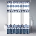 thumbnail image 1 of Rideau de Douche Tribal de Ferme Extra Long 72"x84 Pouces Bleu et Blanc avec Crochets en Plastique, Lavable à la Machine, Imperméable, Tissu Polyester, Rideau de Salle de Bain Moderne Boho pour Déco de Salle de Bain, 1 of 5