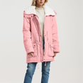 thumbnail image 2 of HBFAGFB Winter Jackets for Women Thick Warm Plush Lapel Adjustable Drawstring Hem Coat Pink Size L, 2 of 4