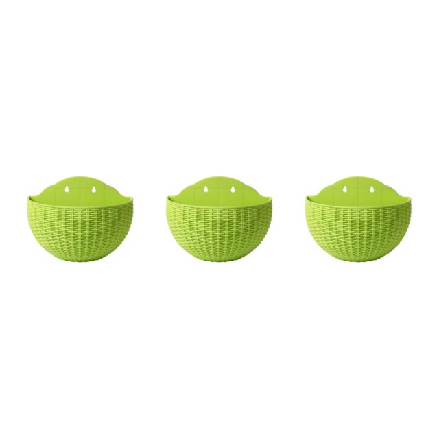 Youkk Easy To Install Double-layer Plastic Flowerpot For Walls Drainage Flower Pot Light Green 3Set