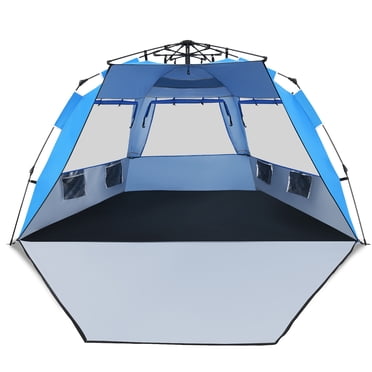 Costway 3-4 Person Easy Pop Up Beach Tent UPF 50+ Portable Sun Shelter Blue