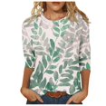 thumbnail image 2 of Jsaierl Automne Manches 3/4 Hauts pour Femmes Décontractés Col Rond Chemises Mode Imprimées T-Shirts Confortables Légers 2024 Blouses pour Dames, 2 of 5