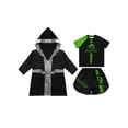 thumbnail image 2 of TiaoBug Kids Boys Boxing Uniform Set 3 Pcs Long Sleeve Open Front Hooded Cloak Robe with T-shirt and Shorts Green 16, 2 of 4