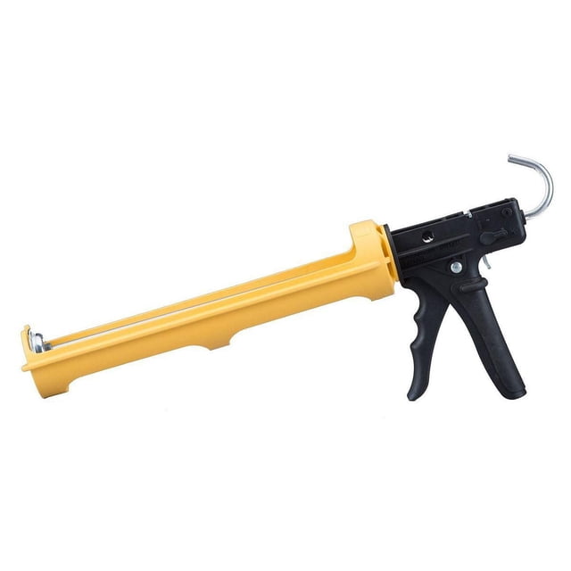 Dripless ETS5000 Pistolet à Calfeutrage Industriel à Baril Rotatif Composite de 29 Oz avec Rapport de Poussée de 18:1 et Capacité de Cartouche de 1/4 Gal, Doté d'Un Baril Composite Jaune et d'Une Poignée Ergonomique Noire, Idéal pour l'Application d'Adhésifs et de Scellants Robustes dans les Projets d'Amélioration de la Maison.