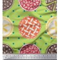 thumbnail image 1 of Soimoi Green Poly Georgette Fabric Dot & Pie Food Fabric Prints By Yard 42 Inch Wide, 1 of 5