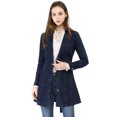 thumbnail image 3 of INSPIRE CHIC Women's Notched Lapel Button Front Belted Denim Trenchcoat Jacket, 3 of 6