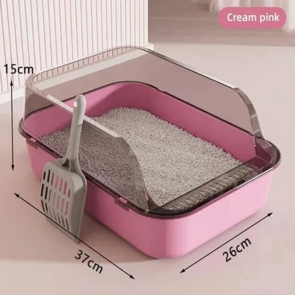 Bac à Litière pour Chat Semi-Fermé Anti-Éclaboussures Plateau de Nettoyage pour Chat Fournitures de Toilette pour Animaux Plateau pour Chaton