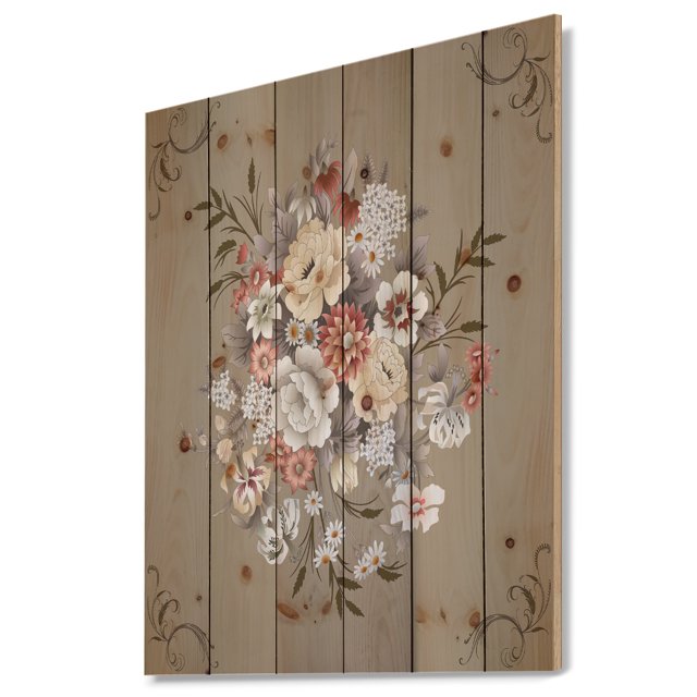 Design Art - White and Yellow Floral Pattern